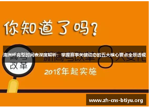 澳洲杯完整时间表深度解析：掌握赛事关键动态的五大核心要点全景透视